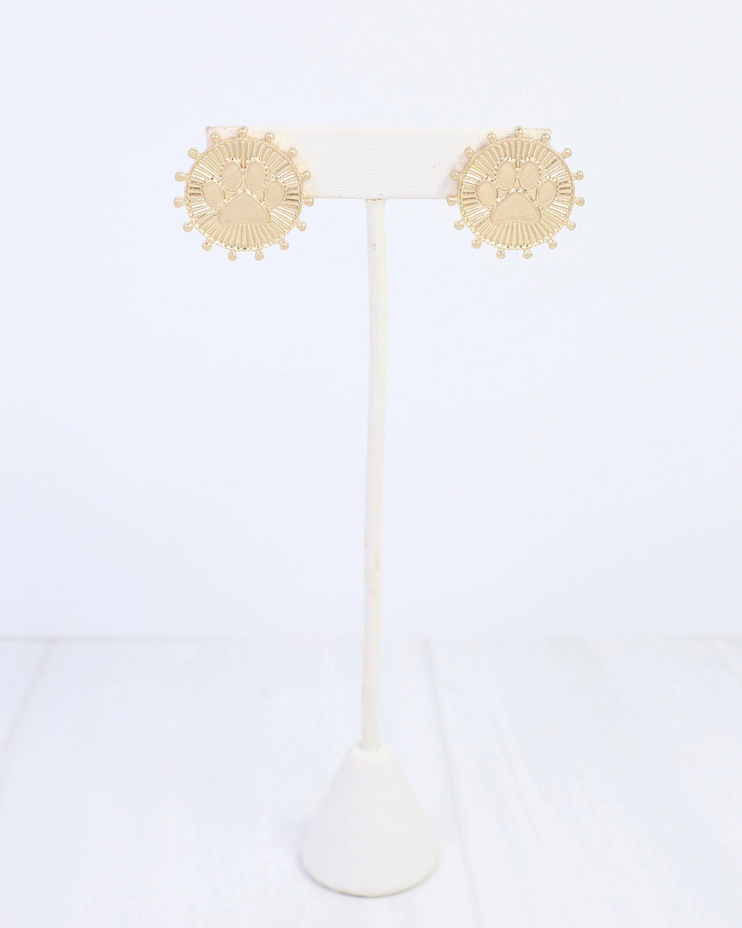 Carmen Coin Earring Paw Print Worn Gold