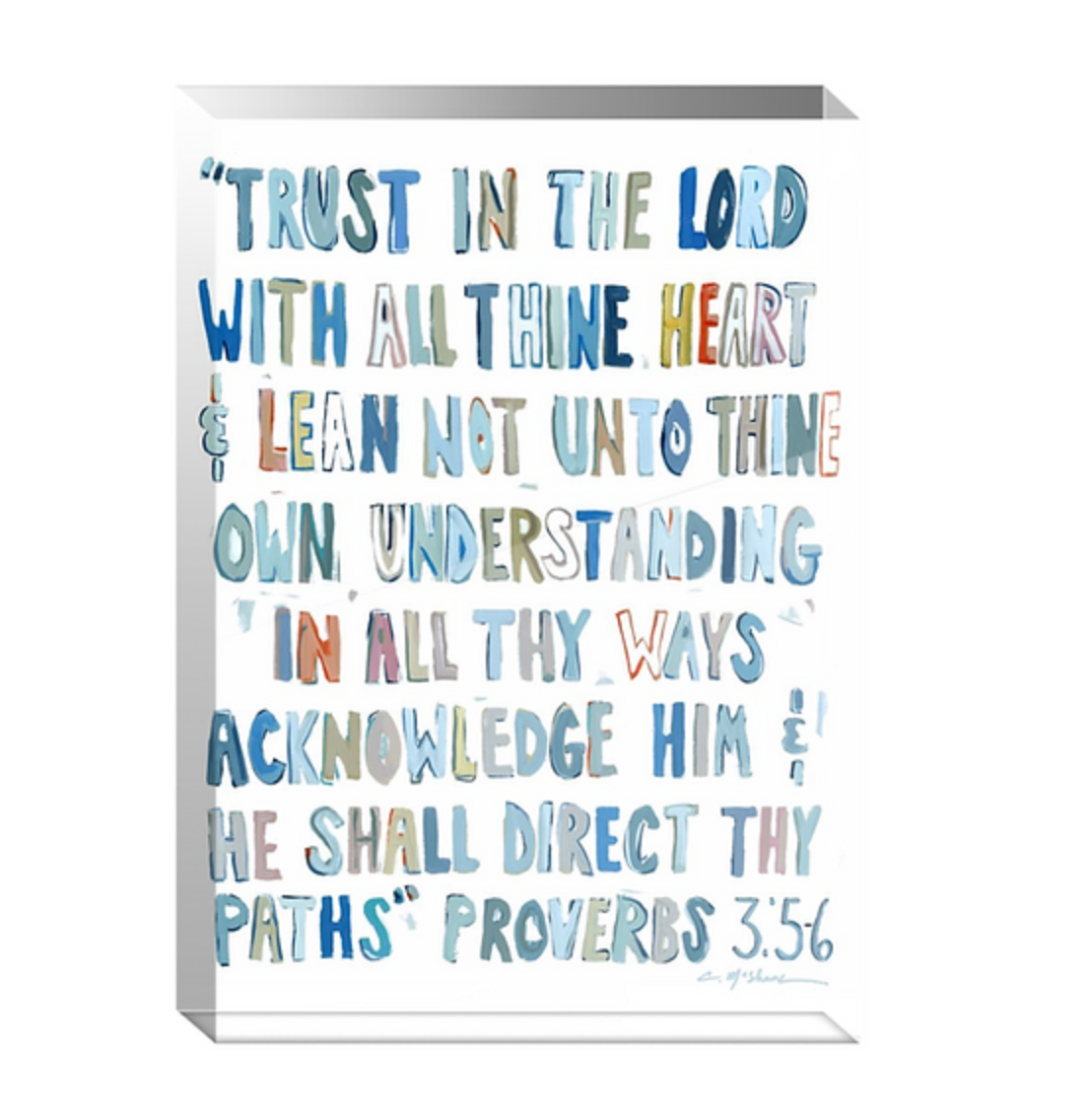 "Proverbs 3: 5-6" Acrylic Block - Pink