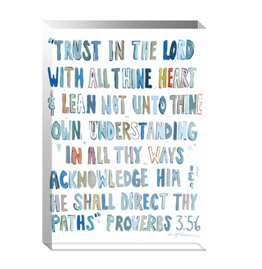 "Proverbs 3: 5-6" Acrylic Block - Pink