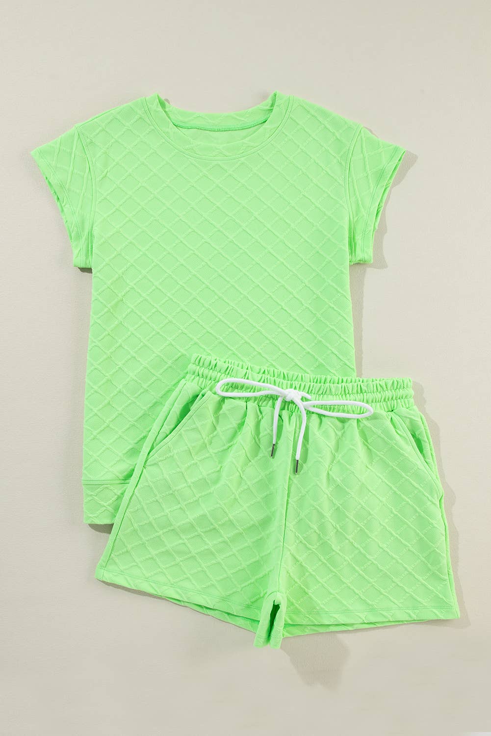 Textured Short Sleeve T Shirt and Shorts Sets | S-XL