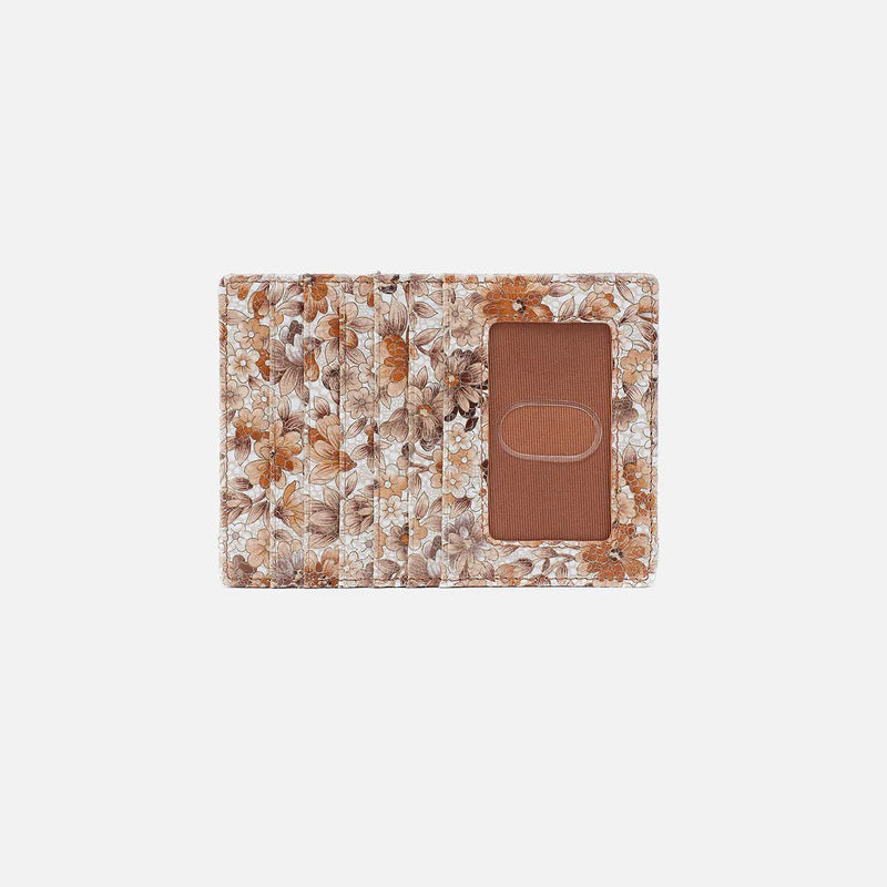 Euro Slide Card Case in Printed Leather - Sepia Bloom