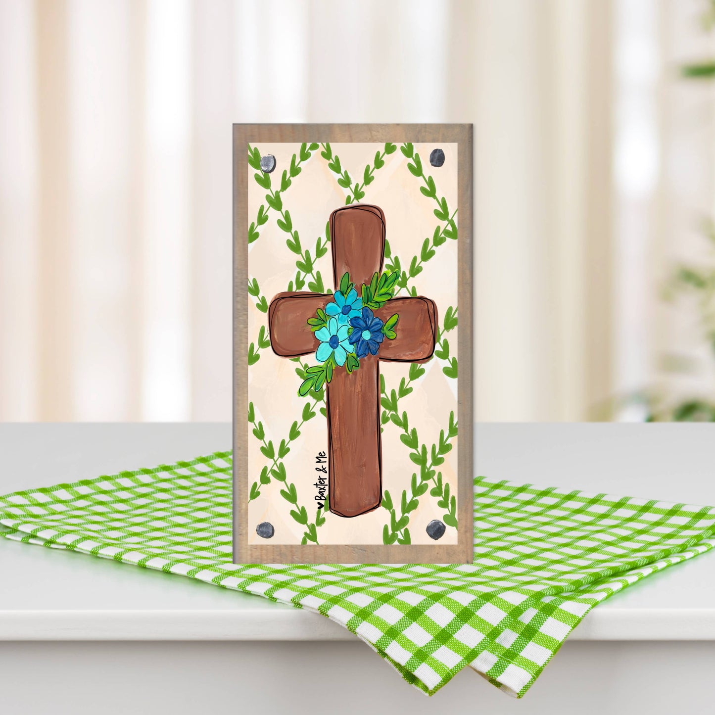 Spring Cross Driftwood Happy Block