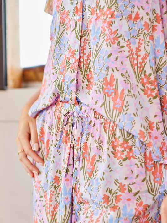 Serena Cropped Pants Set | Happy Blooms: XL