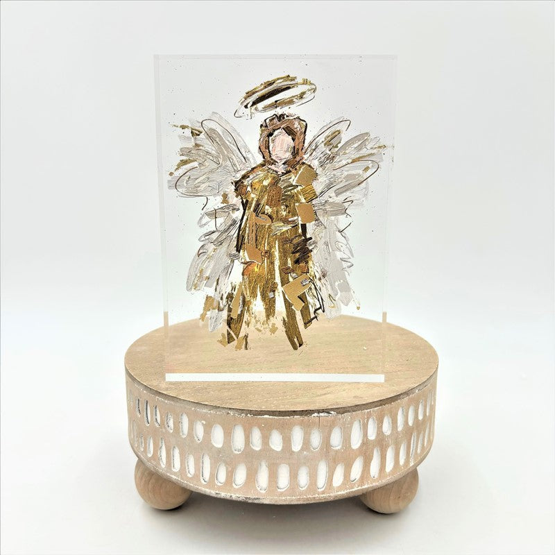 Acrylic Block Sign Gold Foil Angel