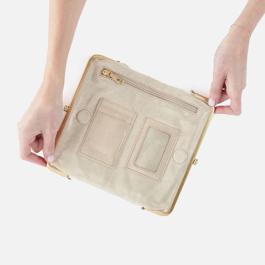 Lauren Clutch Wallet In Metallic Leather - Sand Shimmer