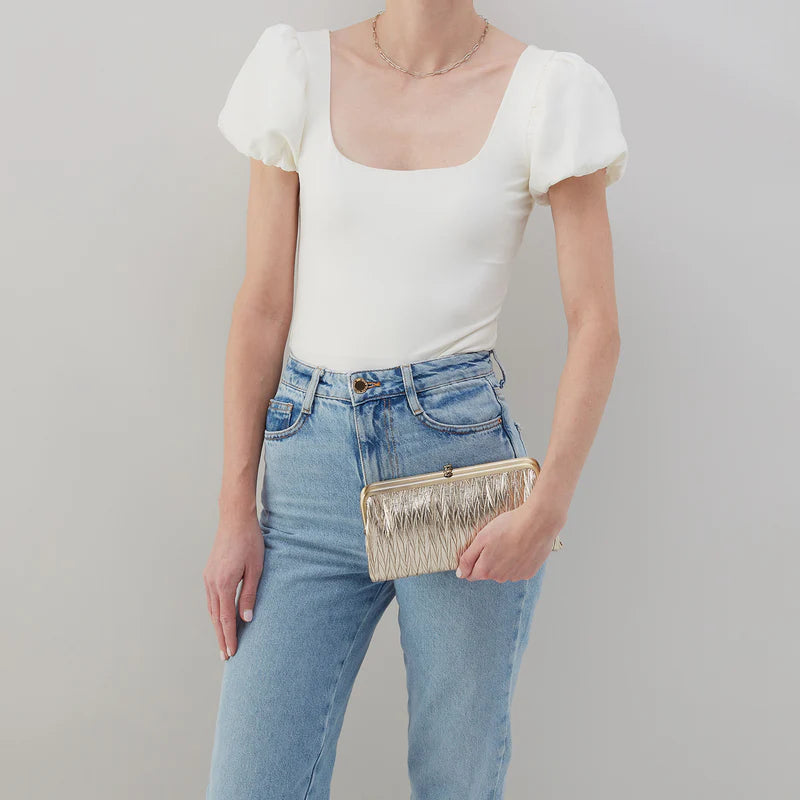 Lauren Clutch Wallet in Soft Pleated Leather - Gold