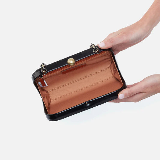 Lauren Minaudiere in Polished Leather - Studded Black