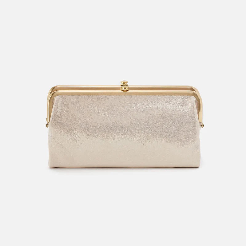 Lauren Clutch Wallet In Metallic Leather - Sand Shimmer