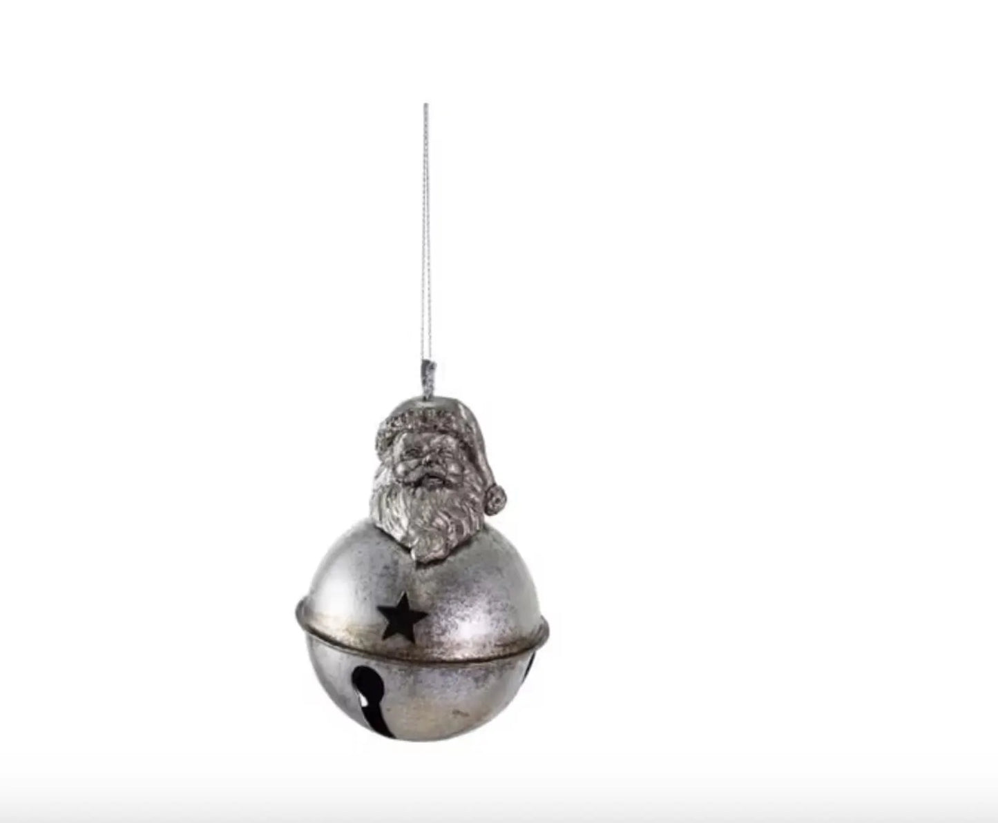 Metal Bell Santa Head Ornament