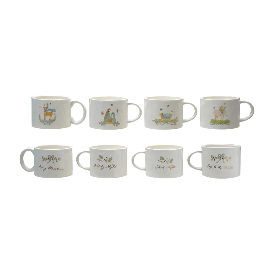 14 oz. Stoneware Mug with Gold Electroplating, 4 Styles