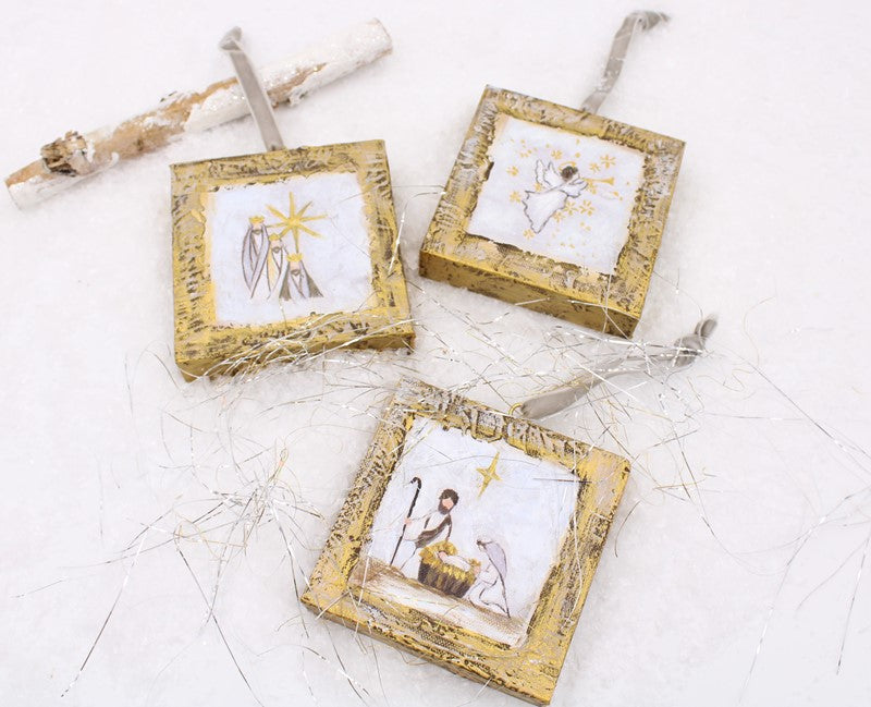 Handpainted Canvas Nativity Ornament Assorted 3