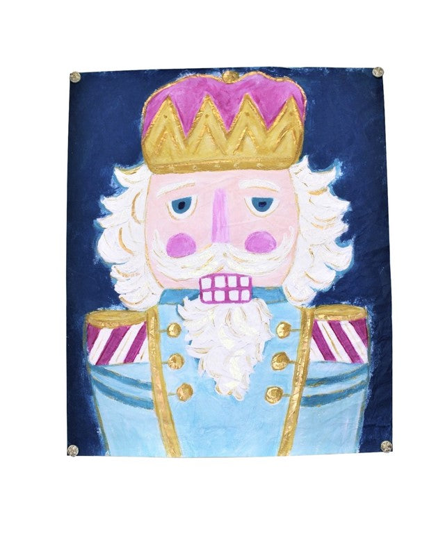 Art Paper Pink & Blue Nutcracker with Gold & Glitter Finish
