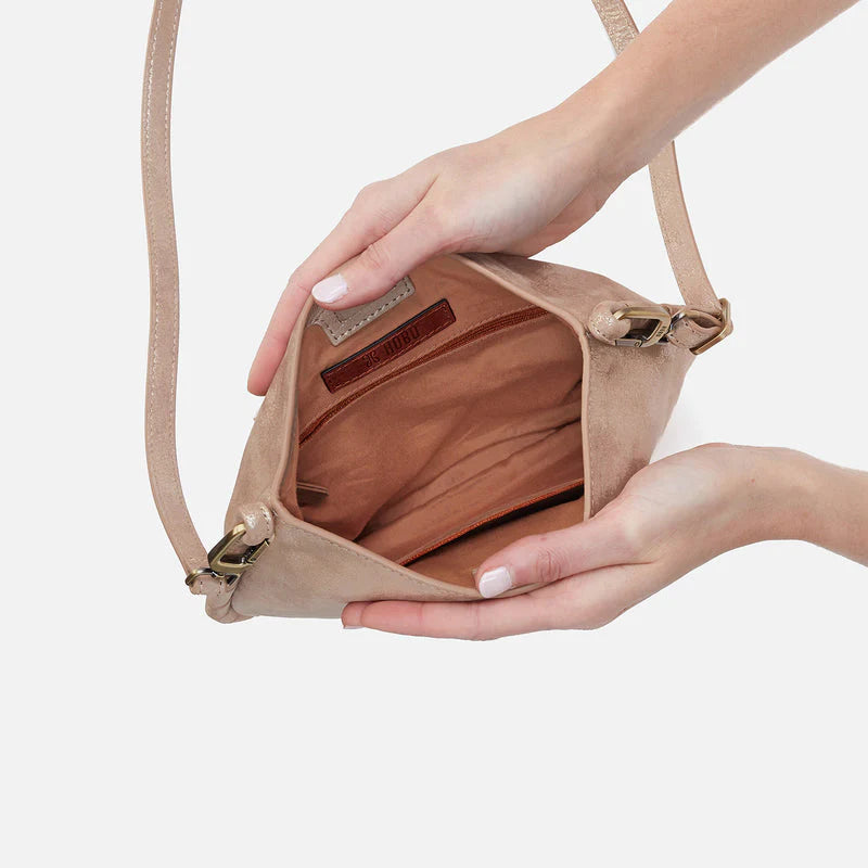 Phoebe Crossbody in Metallic Leather - Gilded Beige