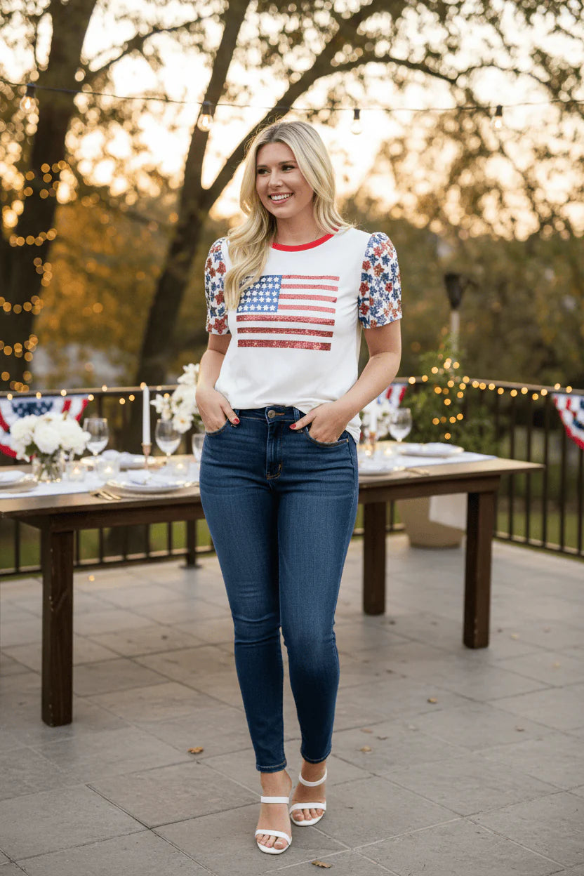 Sequin Flag On Princess Top