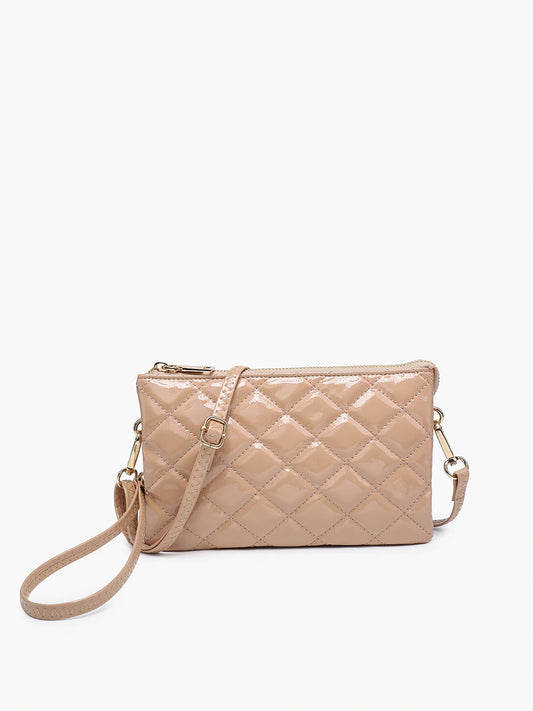 Riley Vegan High Gloss Quilted Crossbody/Wristlet