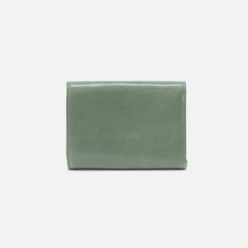 Robin Compact Wallet in Polished Leather - Jade