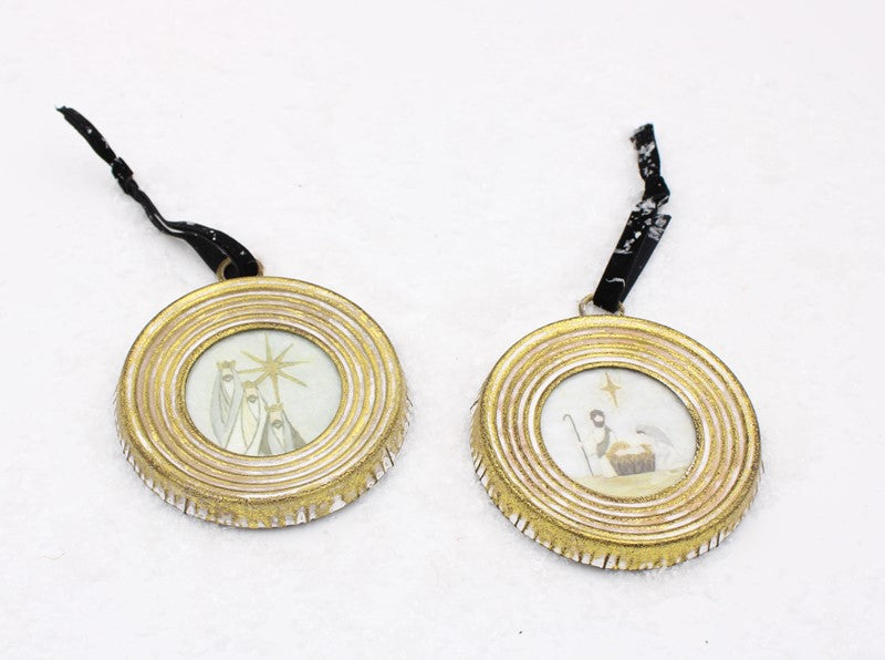 Round Framed Nativity Ornament Assorted