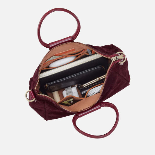 Sheila Medium Satchel in Suede Leather - Prairie Garnet