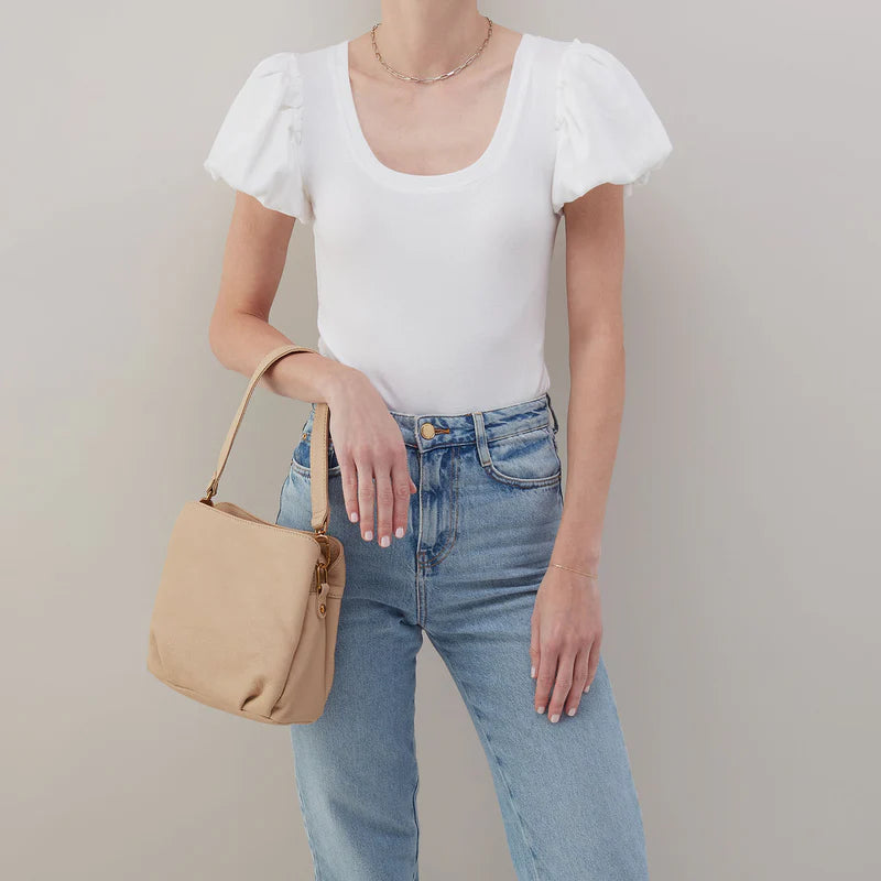Starr Convertible Shoulder Bag In Pebbled Leather - Linen