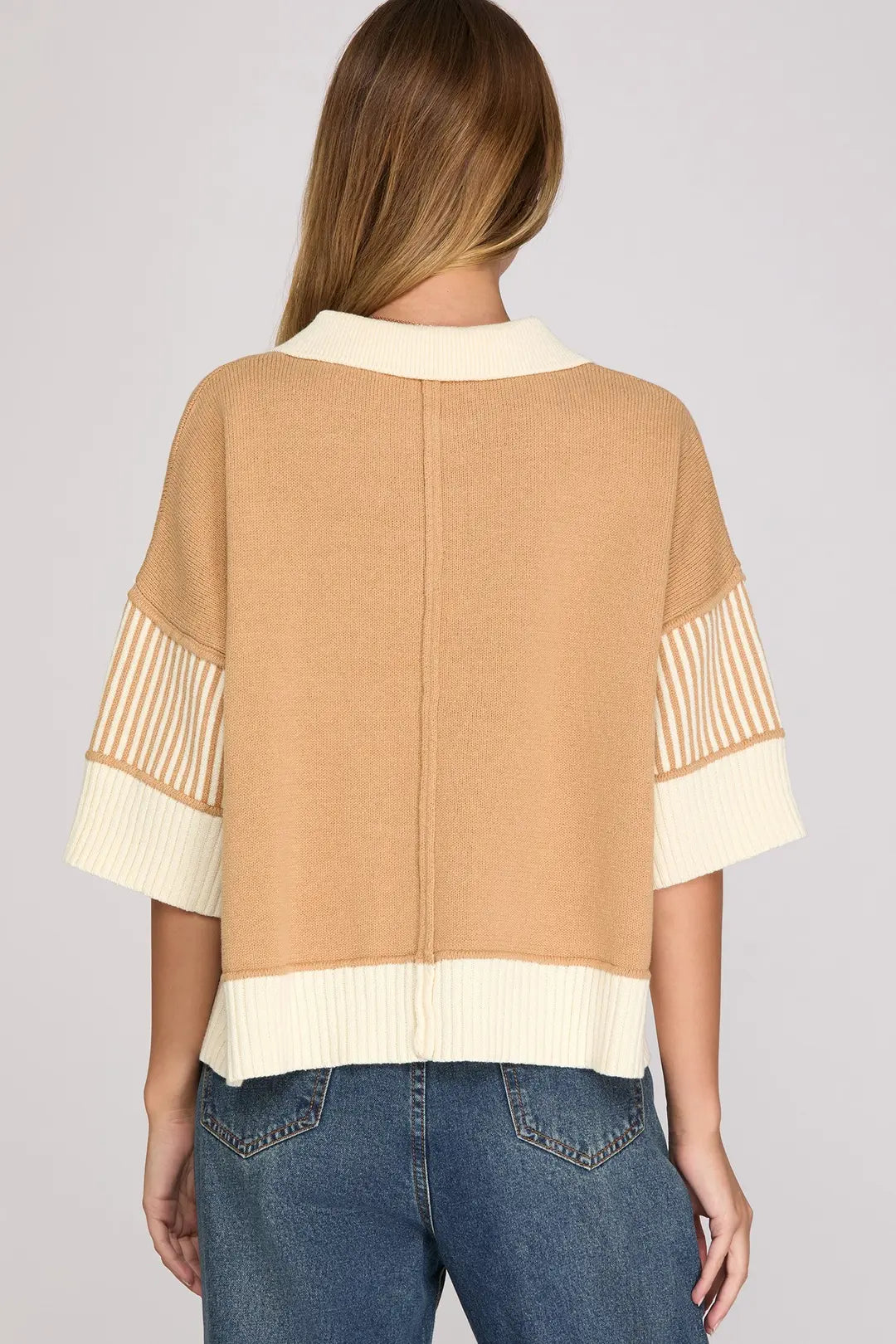 Half Sleeve Sweater Top - Taupe