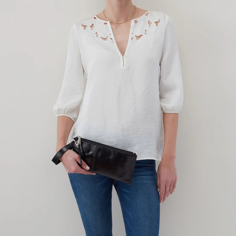 Vida Wristlet in Polished Leather - Natural