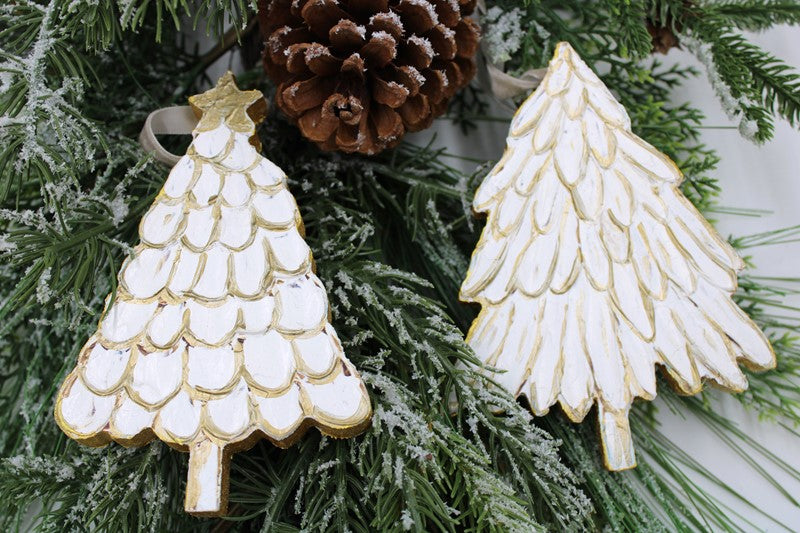 Handpainted Cutout Wood Ornament Tree Assorted