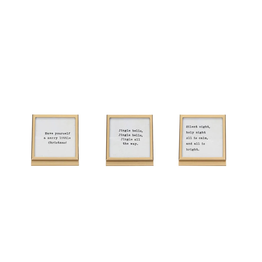 Metal & Glass Frame w/ Easel & Saying, 3 Styles