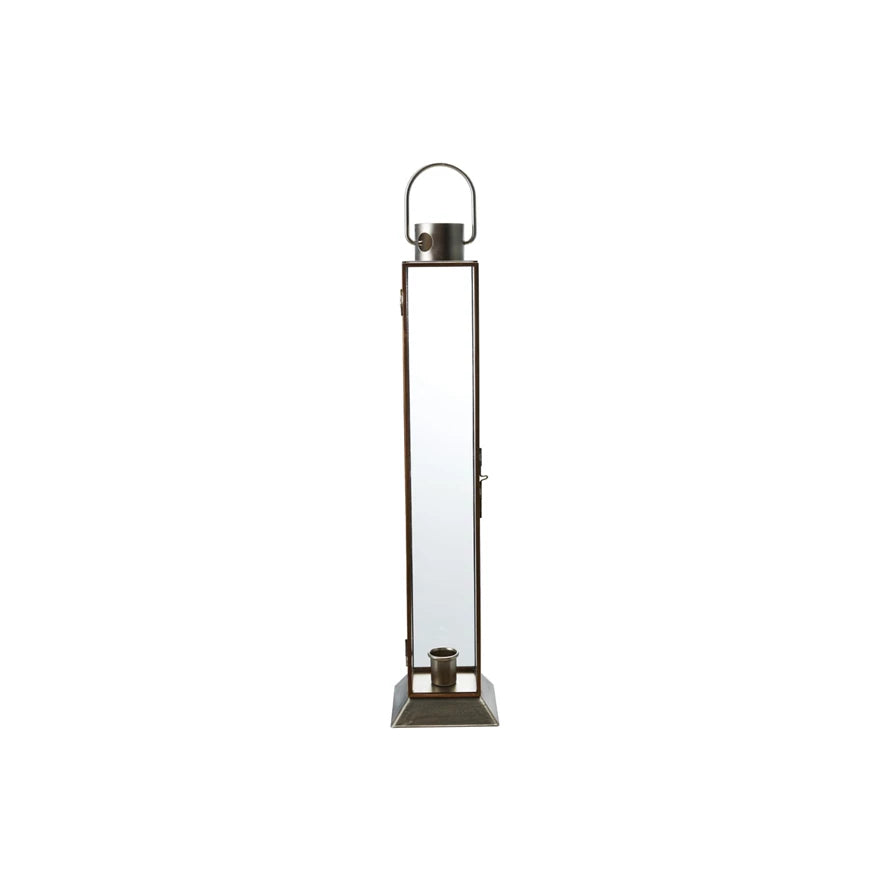14-1/4"H Metal & Glass Lantern Taper Holder, Gold Finish