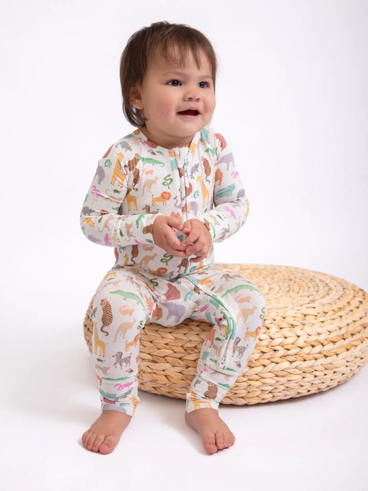 LS Zip PJs- Zoo Crew- 0-3mo