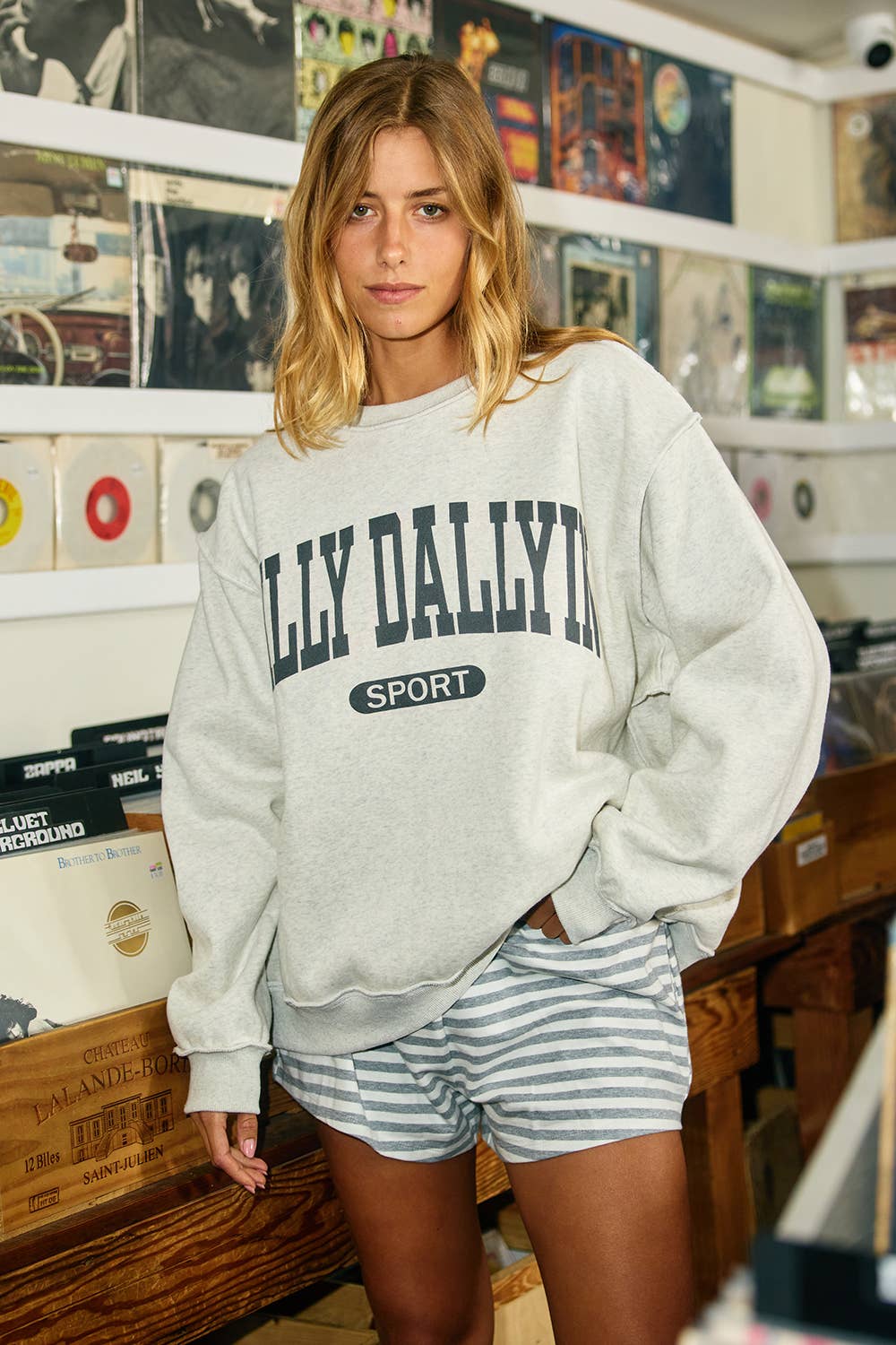 DILLYDALLYIN Reversible Oversized Sweatshirt ASH GREY