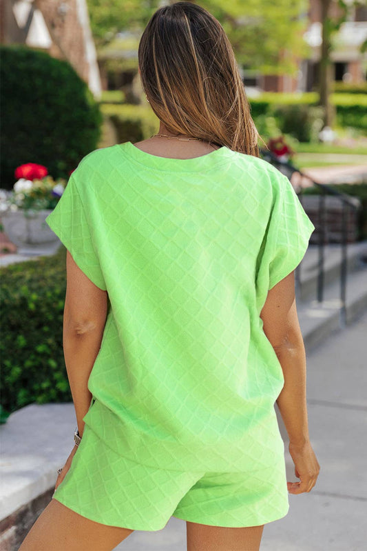 Textured Short Sleeve T Shirt and Shorts Sets | S-XL