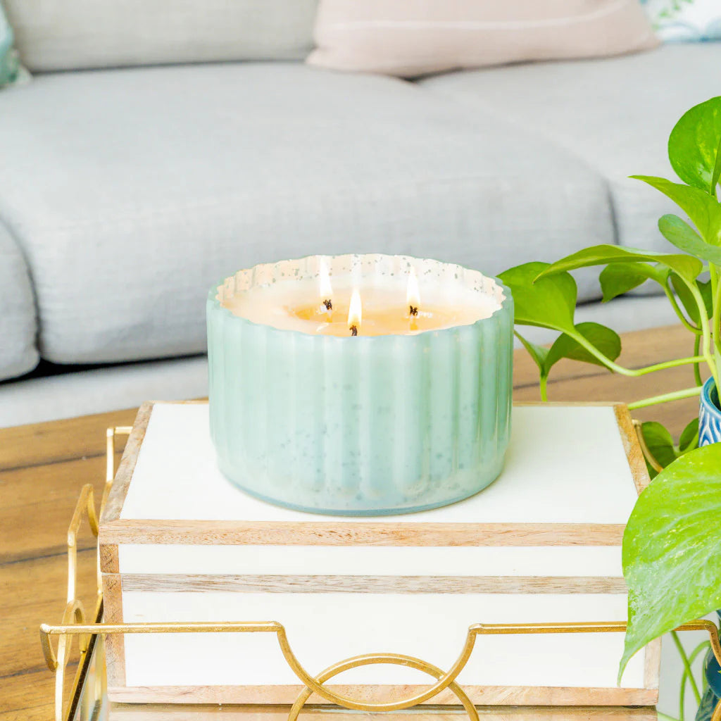 Teal Glass Sweet Grace 3-Wick Candle #065