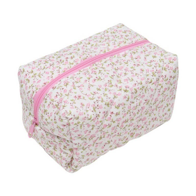 DITSY QUILTED COTTON FLORAL COSMETIC POUCH BAG | Yellow