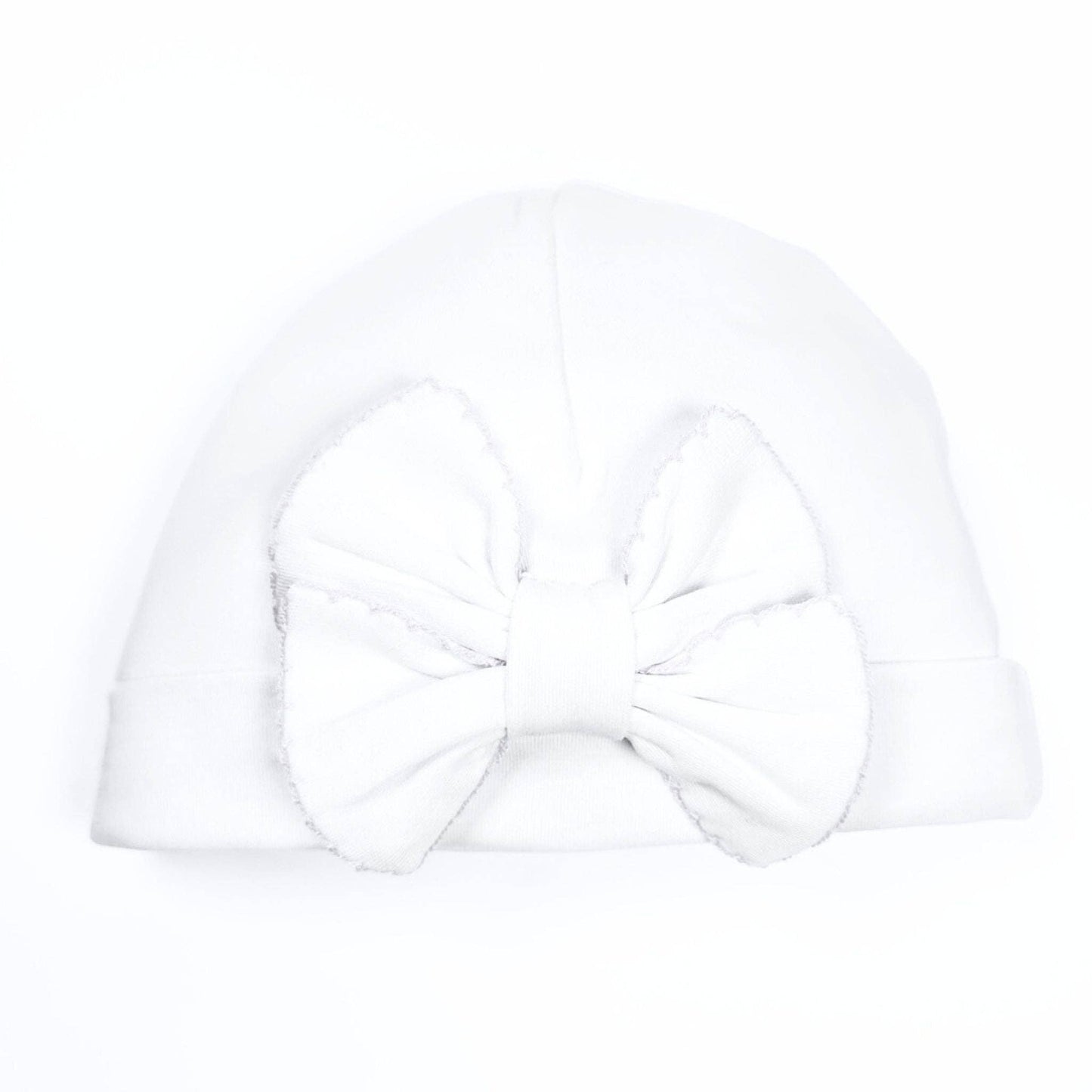 Essentials Solid Bow Hat - White: Newborn