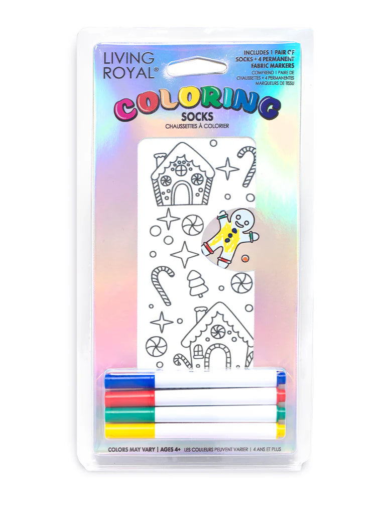 Gingerbread House Coloring Socks