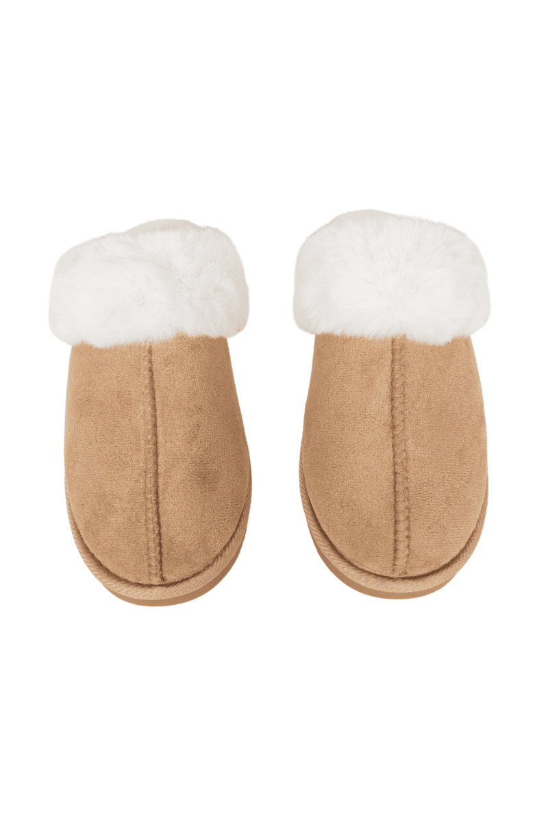 Sand Faux Fur Slip-On House Shoes: Sand / L/XL
