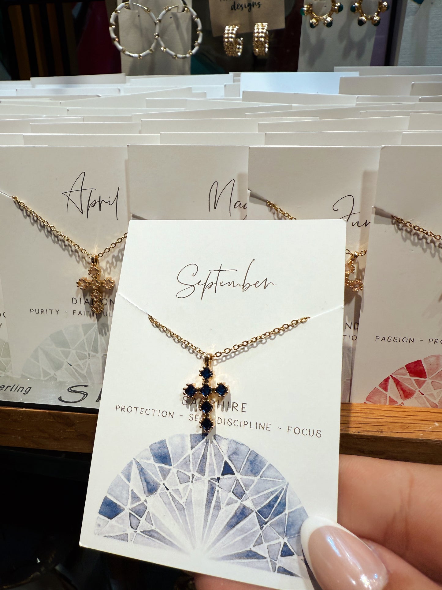 Birthstone Cross Necklace