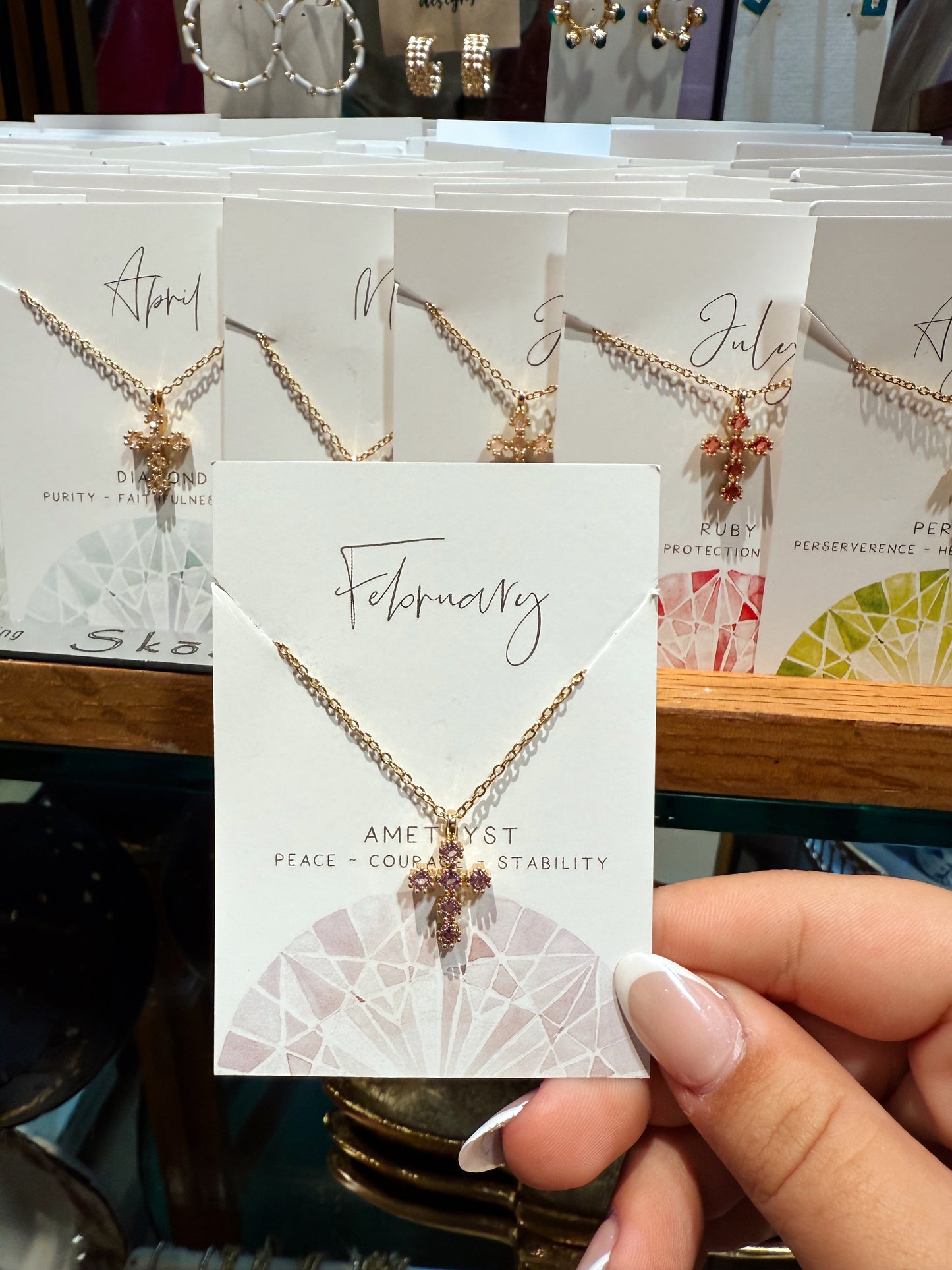 Birthstone Cross Necklace