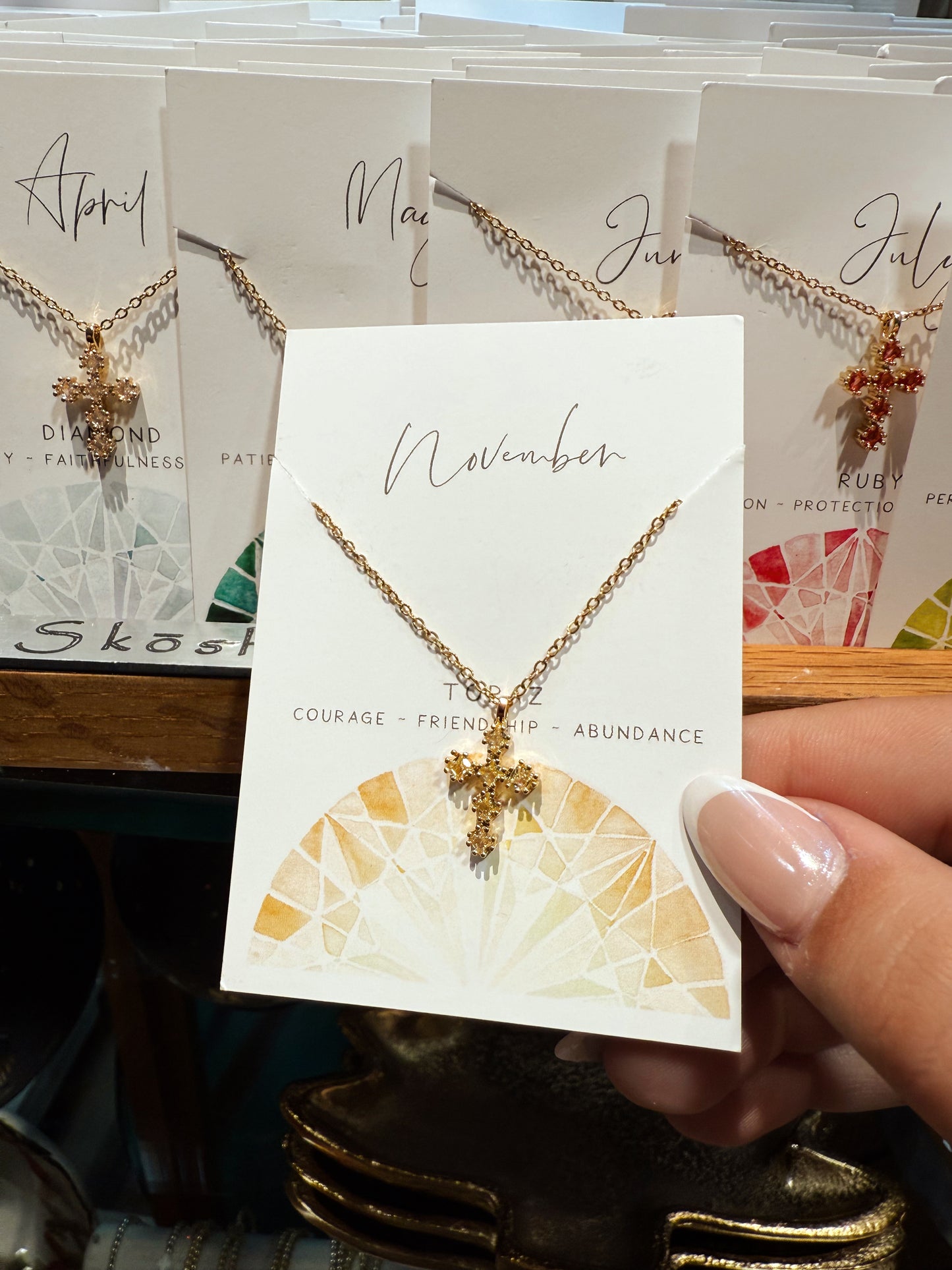 Birthstone Cross Necklace