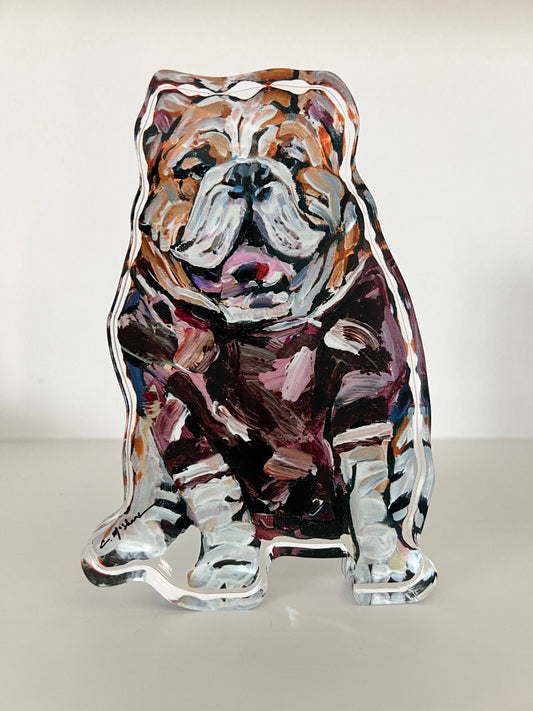 "Bulldogs Maroon Shirt" acrylic shelfie: Large