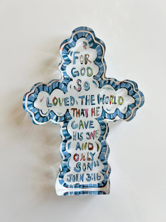 "He Saved Cross" acrylic shelfie