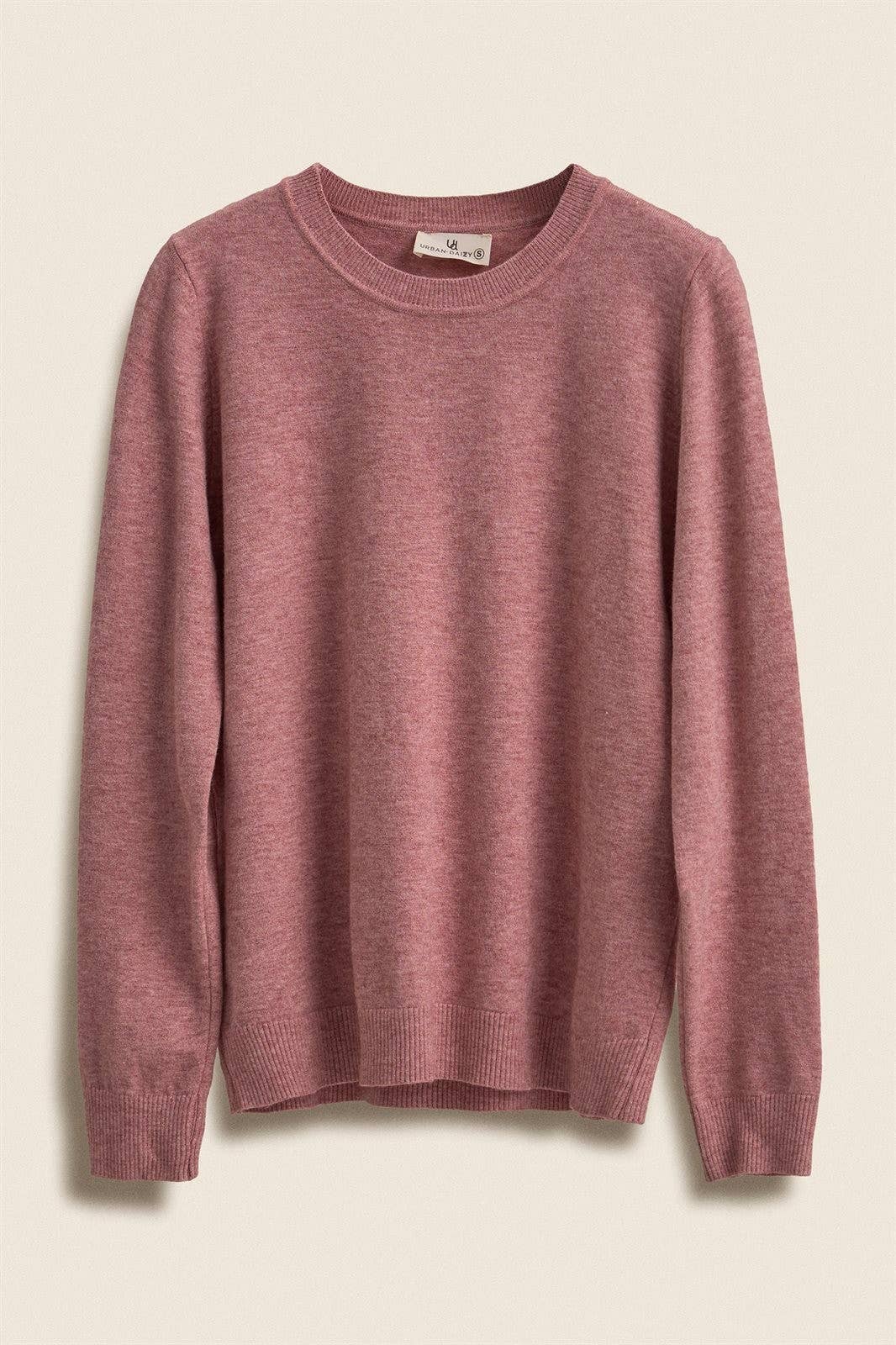 Soft Viscose Blend Crewneck Knit Pullover: Black / S-M-L:2-2-2