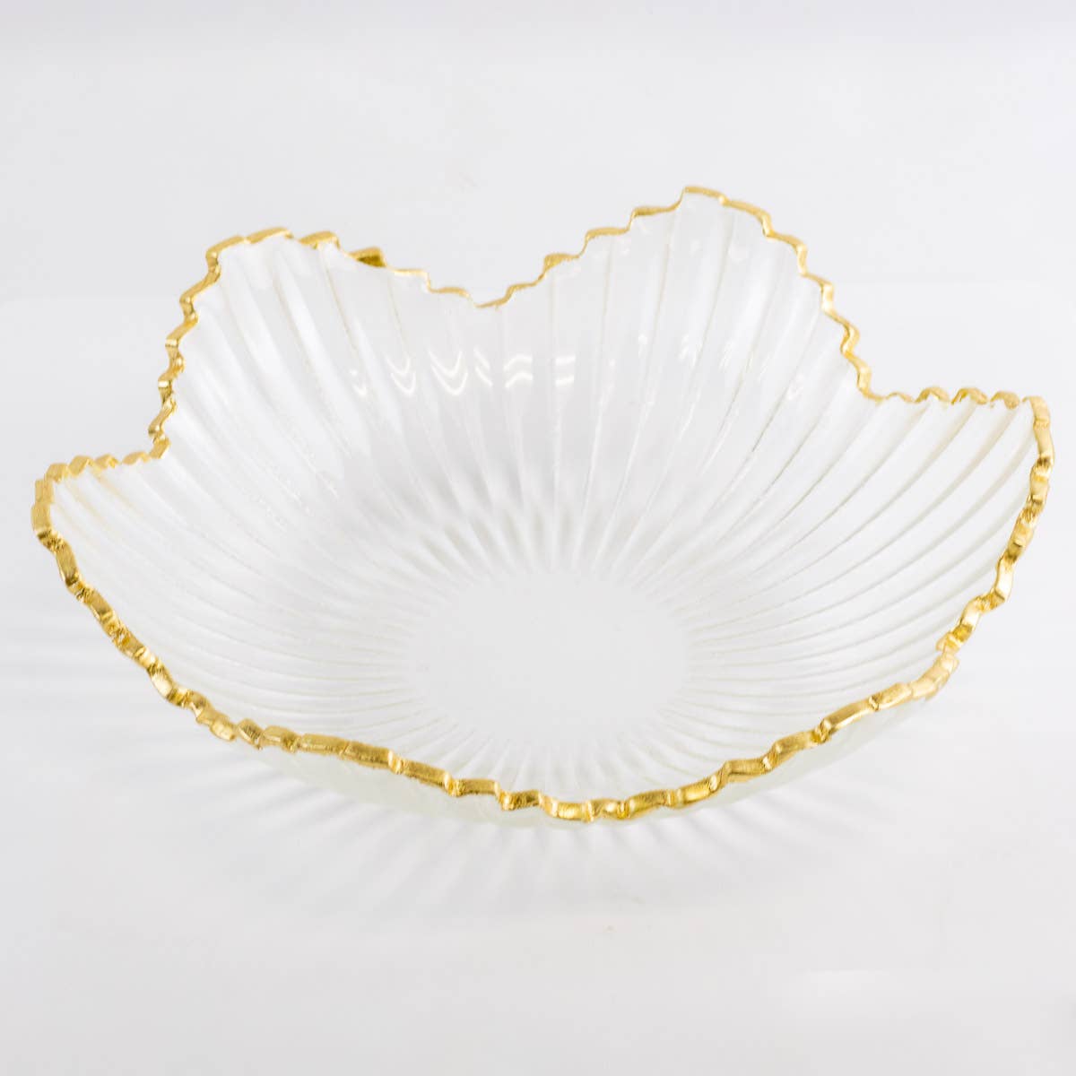 Gatsby Glass Serving Bowl   Clear/Gold   10"