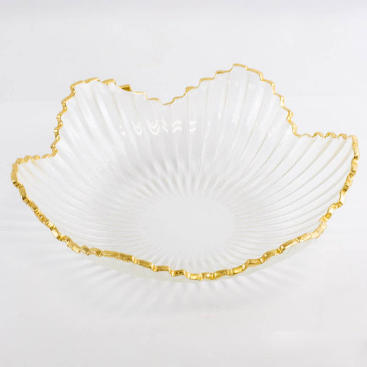Gatsby Glass Serving Bowl   Clear/Gold   10"