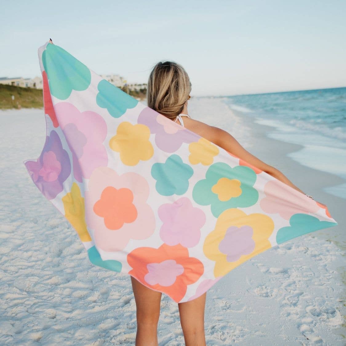 Groovy Flower Microfiber Reversible Towel: Multicolored