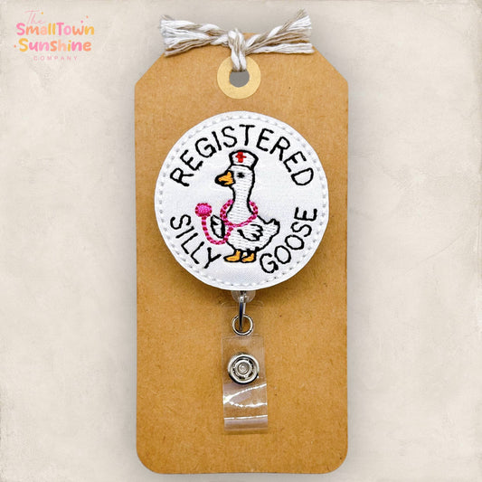 Registered Silly Goose Badge Reel - white: Black / Swivel
