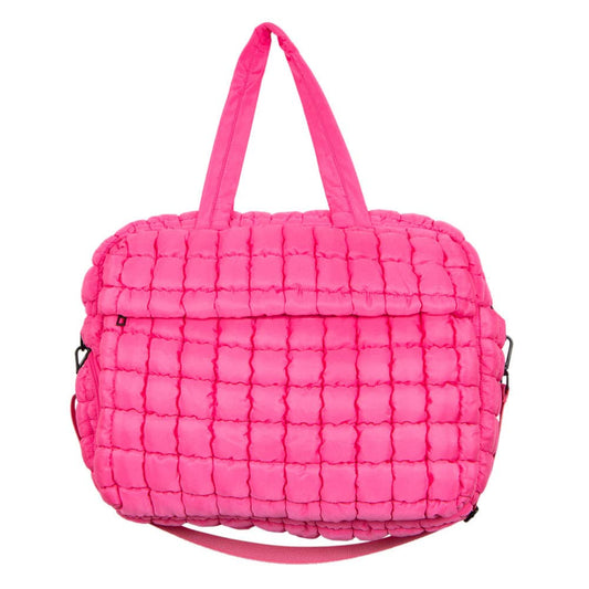 Hot Pink Quilted Duffel Weekender Bag: Hot Pink