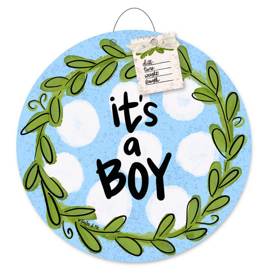 It's a Boy Plus Tags Door Hanger