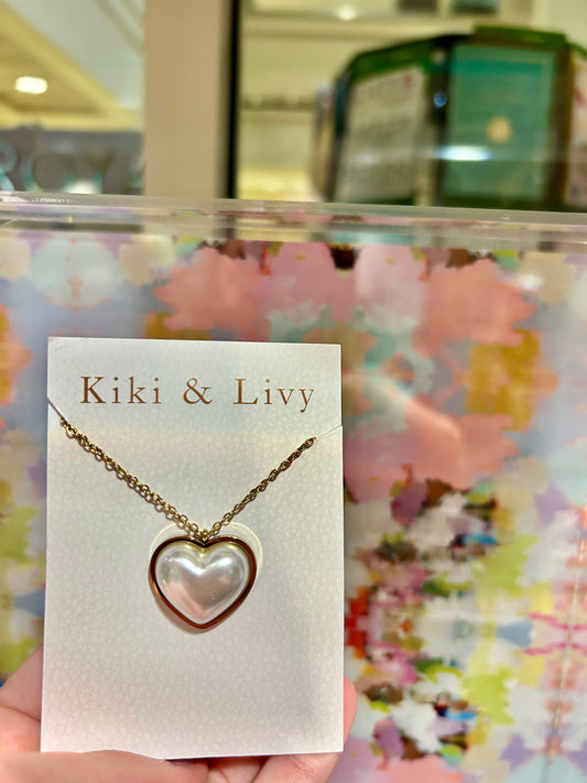 Large White Pearl Heart Necklace
