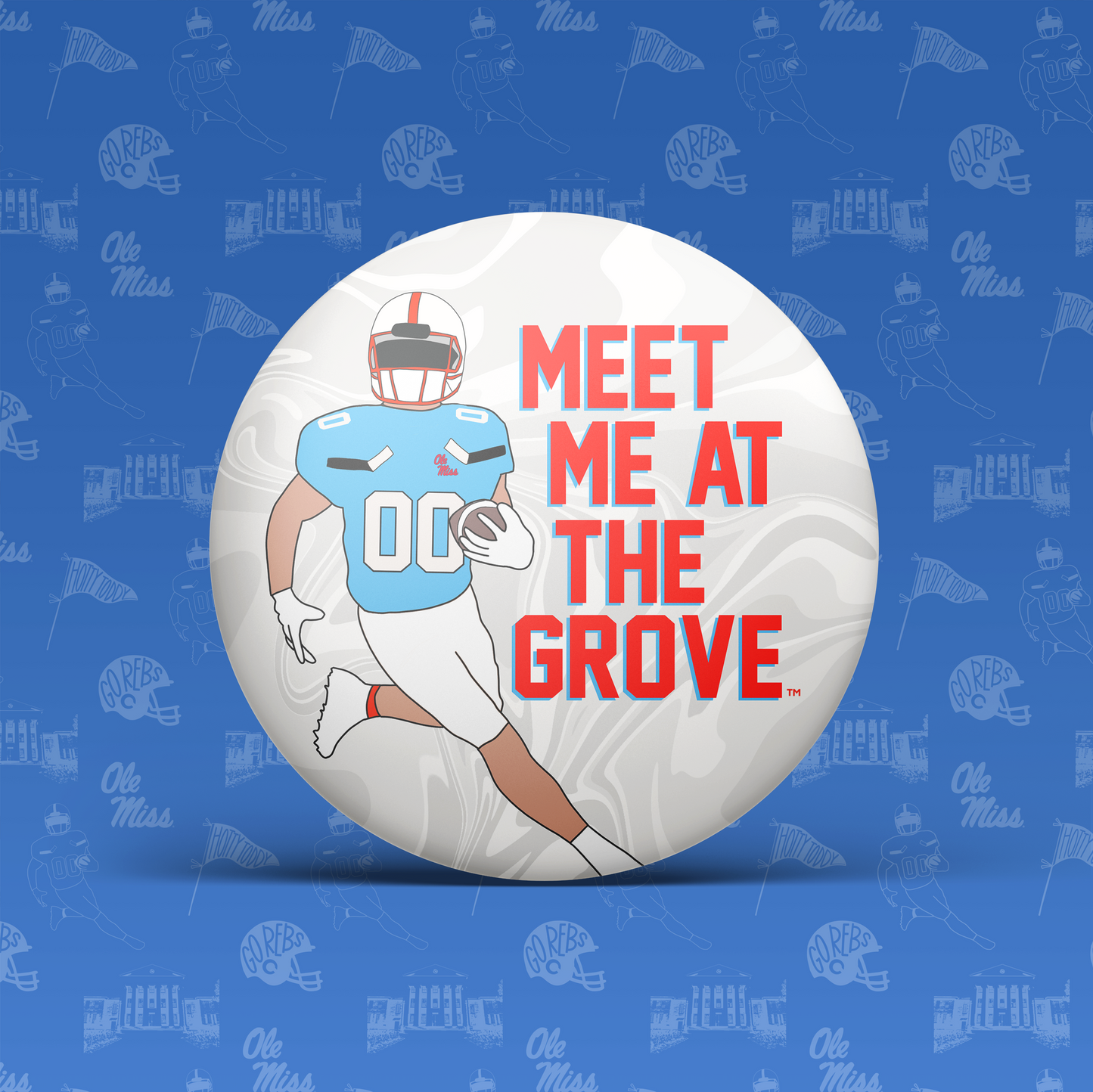 MEET ME AT THE GROVE FBALL PLAYER Game Day Pin